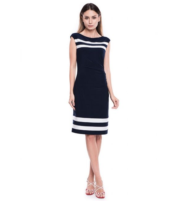 Rochie navy blue cu dungi albe